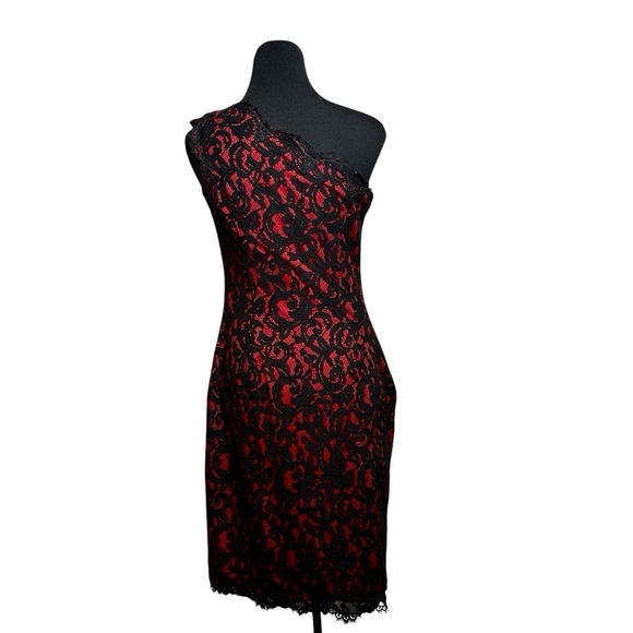 Tadashi Shoji Dress Red Embroidered Lace Sheath SZ 6 Whimsigoth Y2K Christmas - Picture 6 of 16